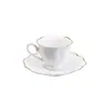 Conjunto de Jantar 42 Peças Porcelana Maldivas Branco com Acabamento Dourado - Wolff