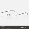 Gafas Sin Montura de Titanio Puro Ultraligeras para Hombre con Lentes Graduados, Color Plateado de Alta Gama, Monturas de Gafas de Negocio Modernas y Elegantes