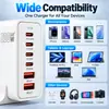 Estación de carga de escritorio transfronteriza de 200 W, tecnología GaN, compatible con dispositivos Apple y Huawei, adaptador multipuerto 2A+4C, carga rápida, estándar de EE. UU.