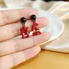 Pendientes Festivos y Alegres de Tendencia Nacional, Pendientes Personalizados Lindos de Dibujos Animados con Letras 3D, Pendientes Rojos Divertidos con Atmósfera de Año Nuevo