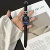 Adecuado para Apple S12 Correa de Apple Watch S109876Se Verano Hebilla de Metal en H Moda Cuero Pulsera de Muñeca para Mujer