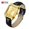 Reloj Cuadrado Ofns, Luminoso, Resistente al Agua, Reloj de Alta Gama para Mujer con Correa de Cuero, Calendario, Reloj de Cuarzo Ligero para Hombre para el Viaje Diario