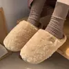 Nuevas Zapatillas de Algodón Simples de Invierno Cálidas para Pareja Peludas Suela Suave Cómodas Ligeras para Interiores Hogar