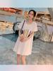 Vestido de Maternidad Primavera y Verano Largo Medio Ropa de Maternidad Traje de Verano Top de Manga Corta Delgado Suelto Ropa Exterior Vestido de Maternidad