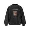 Sudadera con estampado retro americano para hombre, de moda para primavera y otoño, holgada, casual, con cuello redondo, jersey de 350g