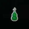 Estilo Chino Nuevo Retro Cadena de Clavícula Collar de Calabaza de Calcedonia Verde Hielo Natural Diamante Ágata Jade