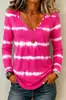 2026 Sitio Independiente Amazon Ebay Wish Venta Caliente Cuello en V Botones Tie-Dye Tops Camiseta para Mujer Europeos y Americanos
