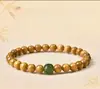 Pulsera de Hilo Único de Nanmu de Seda Dorada Estilo Montaña Putuo para Hombres y Mujeres Cuentas de la Suerte Cuentas Budistas Pulsera de Cuentas de Oración Regalo