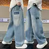 Calça Jeans Infantil Estilosa Roupa de Primavera Moda Infantil Primavera e Outono Calça Reta Calça Longa para Meninos Grandes Calça Fashion