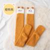 Calcetines de invierno engrosados de vellón de coral para mujer, calcetines navideños lindos de dibujos animados, calcetines para el hogar, calcetines largos hasta la rodilla para mujer, ins