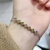 Pulseira pura natural de citrino brasileiro qualidade rede completa qualidade rede completa prata de lei s925 cravejada com pedra principal 4mm