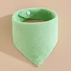 Toalla de Saliva de Algodón Puro de Cuatro Capas Toalla Triangular de Crepé Color Sólido Babero de Gasa Babero de Crepé Liso Babero de Algodón