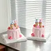 Decoración de pastel del Día de San Valentín chino oso sentado de goma blanda adorno vela de corazón mini sombrero topper