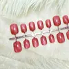 Uñas Postizas Rojas Estilo Ojo de Gato de Moda, Uñas Lindas Estilo Ins Dulces y que Mejoran el Tono de Piel, Pegatinas para Uñas, 30 Piezas