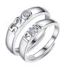 Casal de anel de prata abrindo zircão vivo feminino de seis garras anel de casamento fabricantes de jóias enfeites de mão geração por atacado