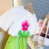 Novo Conjunto de Verão Infantil Casual Roupa Infantil Meninas Moletom com Flor Calças Primavera & Outono Blusa Única