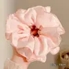 Scrunchie de rede colorido e oversized com alta elasticidade e alto apelo estético, acessório de cabelo multicamadas estilo francês