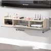 Conjunto de Gabinete de TV de Madeira Maciça Suporte de Parede sem Furos para Decodificador Decoração de Parede para Sala de Estar Quarto Caixa de Armazenamento para Roteador