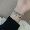 Pulsera de Plata Tailandesa con Colgante de Corazón Marca de Moda Europea y Americana para Mujer ins Nicho Lujo Ligero Combinable Regalo para Novia Joyería