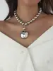 Nuevos Accesorios Transfronterizos Geometría Exagerada Estilo Cibernético Collar de Perlas Joyería Collar Sencillo de Perlas Gargantilla Mujeres