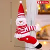 Decoraciones Navideñas Cortinas Creativas Hebillas para Cortinas de Puerta Cortinas Rosas de Navidad Hombre Mayor Muñeco de Nieve Diseño de Escena de Abrazo a la Ventana