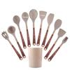 Conjunto de Utensílios de Cozinha de Silicone com Grão de Madeira Transfronteiriço Conjunto de 12 Peças Antiaderente Colher e Espátula Cabo com Grão de Madeira Folheado a Ouro Anti-Escaldante Utensílios de Cozinha