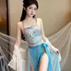 Lencería Erótica Privada con Temática de Luna, Tentación de Deseo Puro, Realce de Pecho Pequeño, Conjunto de Faja Estilo Antiguo, Juego en la Cama, Sexy Erótico Hanfu