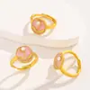 Anillo Abierto Ajustable de Aleación con Goteo de Aceite Estilo Chino, Anillo de Mariposa y Flor de Lujo Ligero de Gama Alta Estilo Ins