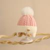 Gorro de bebé de otoño e invierno para niños y niñas, gorro de lana cálido con protección para los oídos, jersey de bola de lana, gorro de punto