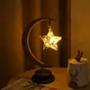 Luz de estrelas e lua LED Amazon transfronteiriça bola de rattan de maçã luminária de mesa criativa corda de cânhamo ferro USB luz noturna decorativa