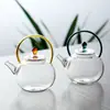 Fabricante Personalizado Olla de Vidrio de Borosilicato Resistente al Calor Mini Olla con Viga Elevadora Resistente a Altas Temperaturas Set de Té Verde para el Hogar