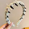 Diadema de Peine Dentado con Lazo de Lunares Plisado Tridimensional para Mujer, Diadema Reversible de Corona Alta con Dientes, Tocado de Horquilla Antideslizante