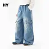 Jeans de mezclilla para niña para otoño 2026, elegantes pantalones cargo de pierna ancha para niños, pantalones rectos holgados para niñas, modernos