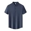 Camisa de Verano Transpirable con Patrón de Nailon, Manga Corta, Lujo Ligero Casual de Negocios, Antibacteriana, Camisa Polo con Cuello de Solapa