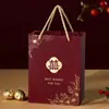 Bolsa Vermelha de Lembrança de Casamento com Palavras Felizes Sacola de Lembrança de Casamento Caixa de Sacola de Doces de Casamento Embalagem de Sacola de Presente de Noivado