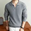 Suéter Minimalista Estilo Old Money Otoño/Invierno 2026, Cuello Solapa, Tejido Casual de Lana de Oveja, Cuello de Gaviota, Manga Larga