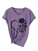 Amazon Wish loja independente moda casual elegante feminina coração rosa gola V manga curta camiseta comércio exterior transfronteiriço