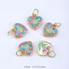 Pingente Vintage Esmaltado Banhado a Ouro com o Caractere "" e Design de Flor, Pequeno Charme com Cor Esmaltada, Pulseira Estilo Chinês com o Tema do Ano Novo Chinês