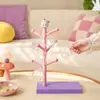 Bonito portavasos de rama de árbol con figura pequeña, tendedero para colgar tazas de té, decoración de escritorio girly con bloques de color para mesa de café en la sala de estar