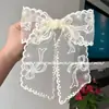 Novo Laço Bordado de Renda Super Transparente Feito à Mão Presilha de Mola Estilo Francês Padrão de Laço Elegante Acessórios de Cabelo para Mulheres