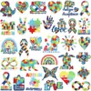 Tela Bordada Temática Autismo Pegatinas Computadora de Palma Etiquetas Bordadas Mariposa de Dibujos Animados Corazón Parche Pegatinas Planchado Mayoreo