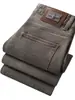 Roupas Masculinas Populares / Novo Outono e Inverno Luxo Negócios Estilo Europeu Slim Fit Stretch Calça Jeans Reta Tendência Marca Calças Grossas