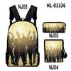 Amazon Transfronterizo Nuevo Mochila con Patrón de Danza de Sombras Mochila Reductora de Carga Set Bolso de Hombro Estuche para Lápices