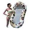 Cama inflable flotante de PVC con estampado de leopardo para entretenimiento acuático de verano, tumbona de PVC engrosada para adultos con acolchado de malla, colchón flotante