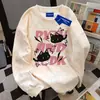 Nova Blusa de Moletom Rosa Criativa Estilo Americano Versátil com Estampa de Letras Gola Redonda para Mulheres, Outono e Inverno Preguiçosa Tie-Dye