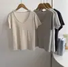 Top de manga corta Tencel para mujer, cuello redondo de Lyocell, camiseta básica Primavera/Verano 2026, camiseta de lino para mujer, amigable con la piel y adelgazante