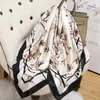 Bufanda cuadrada nueva de seda sintética para niñas, bufanda de seda con estampado para las cuatro estaciones, bufanda chal 90*90