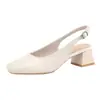 Novedad Primavera/Verano 2026 Estilo Extranjero Tacón Grueso Estilo Francés Zapatos de Mujer con Punta Cuadrada y Sandalias de Punta Cerrada para Mujer Transfronterizo