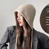 Gorros de Punto para Mujer de Otoño e Invierno, Gorros Holgados, Gorros con Cordón, Gorros de Maternidad para Primavera y Otoño, Gorros para Adelgazar el Rostro