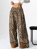 Pantalones Casuales Nuevos Europeos y Americanos de AliExpress Transfronterizos Estampado de Leopardo Pantalones Largos de Pierna Ancha